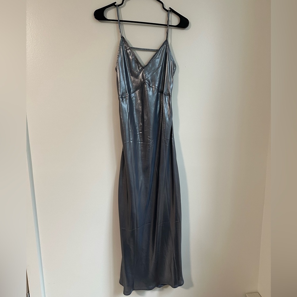 Free People Metallic Gray Chemise